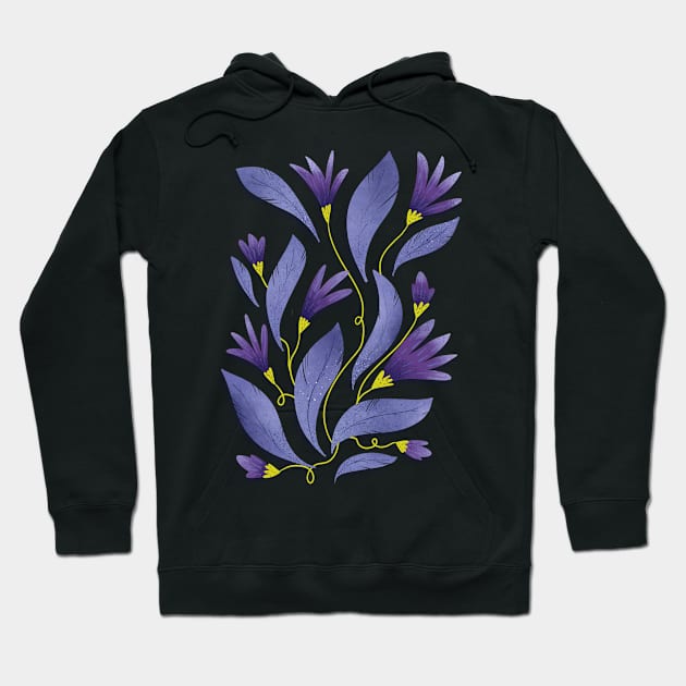 Very Peri Flowers and leaves, violets, floral pattern, periwinkle Hoodie by ChloesNook